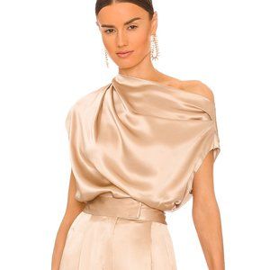 NEW The Sei x REVOLVE Draped Top in Champagne Silk Nude Tan Size 2 XS XSmall